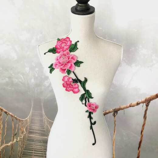 楽天市場】バラ 刺繍 モチーフ ピンク 薔薇 アップリケ 衣装 装飾