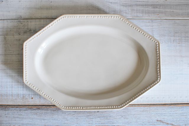 楽天市場】【fucca】リムプチドット 八角長プレート 27センチ クリーム