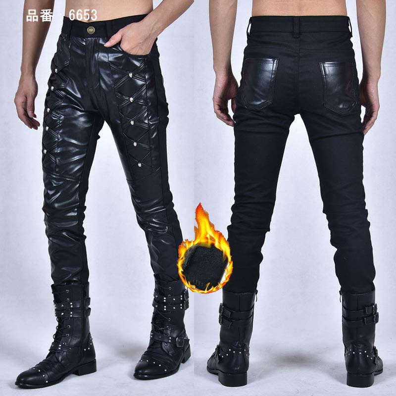 楽天市場】裏起毛 レザーパンツ PU革 スキニー 革パンツ レザーパンツ