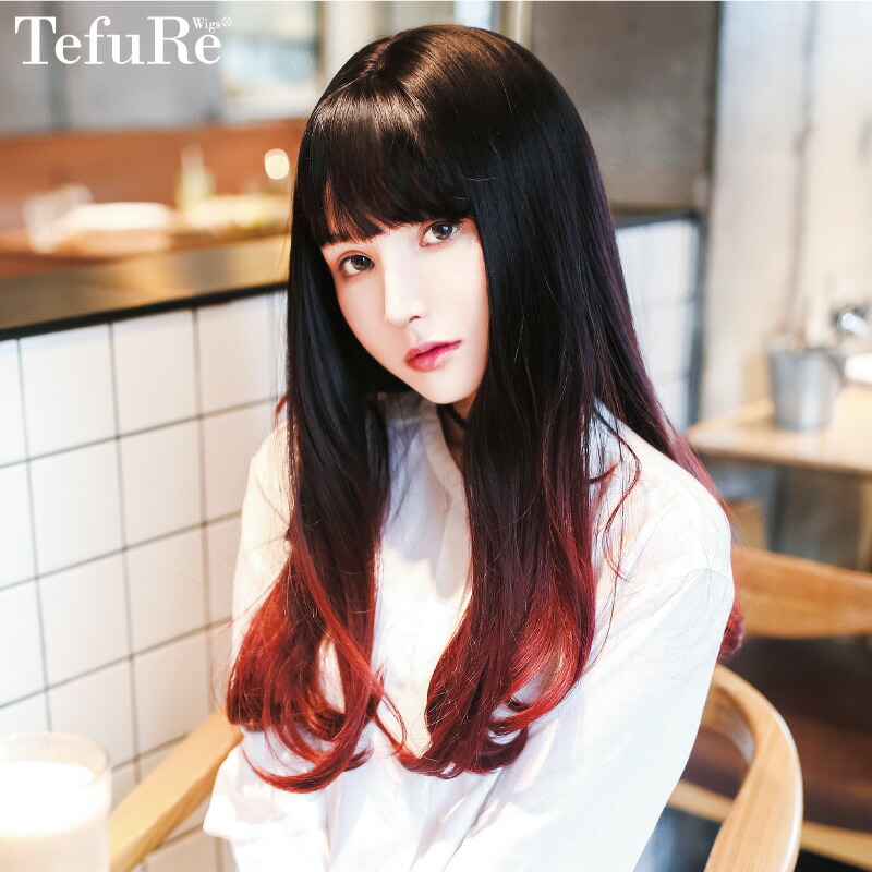 楽天市場】ウィッグ ロング ストレート 黒 ピンク 赤 青 緑 グレー