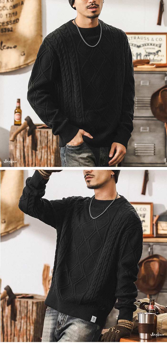 楽天市場】ニット メンズ セーター 厚手 綿 ケーブルニット メンズ