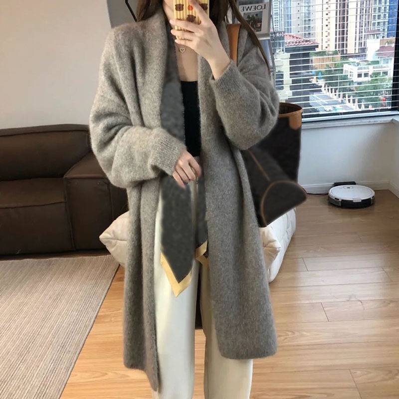 楽天市場】モヘア ニット ロング カーディガン レディース ガウン