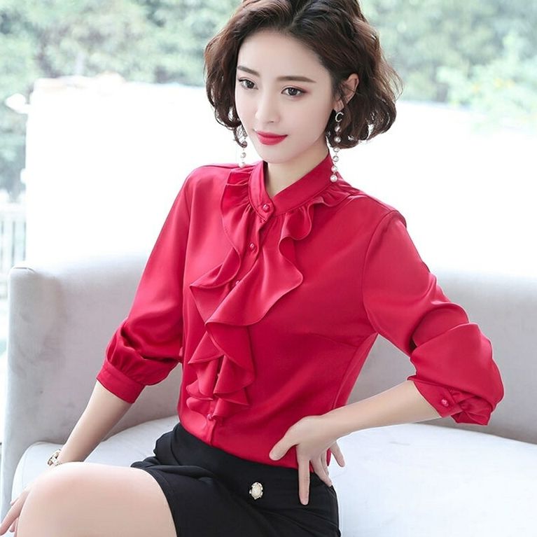 楽天市場】トップス シャツ ブラウス 長袖 リボン ボウタイ フリル