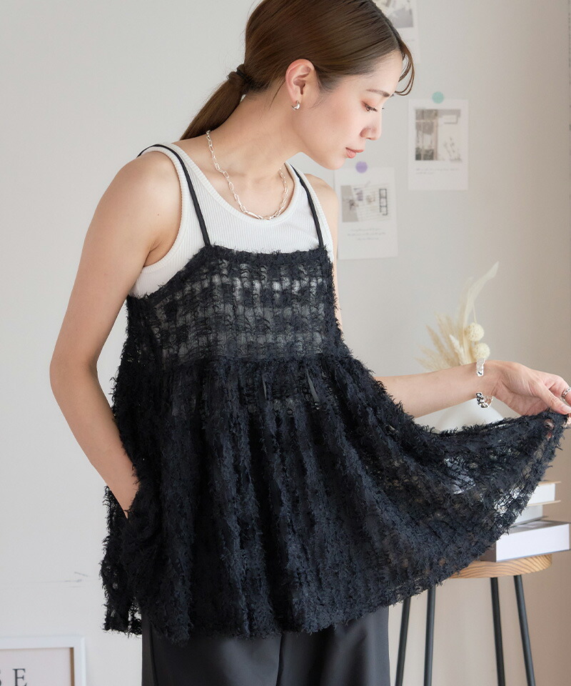 楽天市場】【SALE2】フリンジ シアー シャギー キャミソール ビスチェ