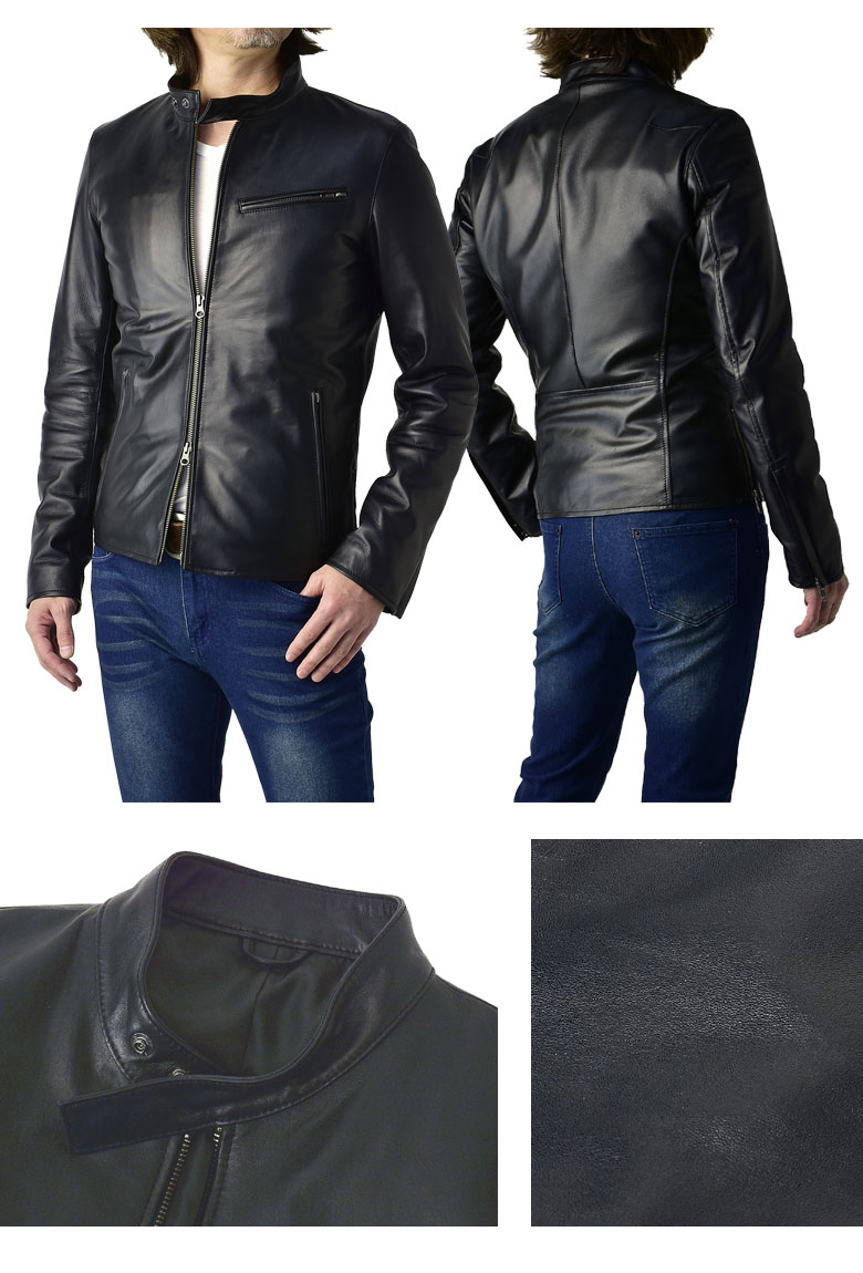 楽天市場】ラムレザー ライダースジャケット メンズ 本革 シングル