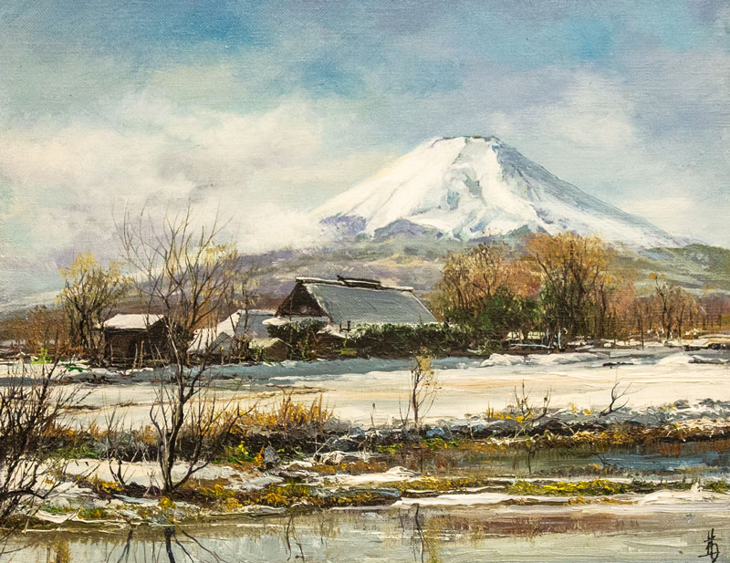 美品 sakai 富士山 雪山 風景画 日本画 絵画 油彩 油絵 美品 sakai