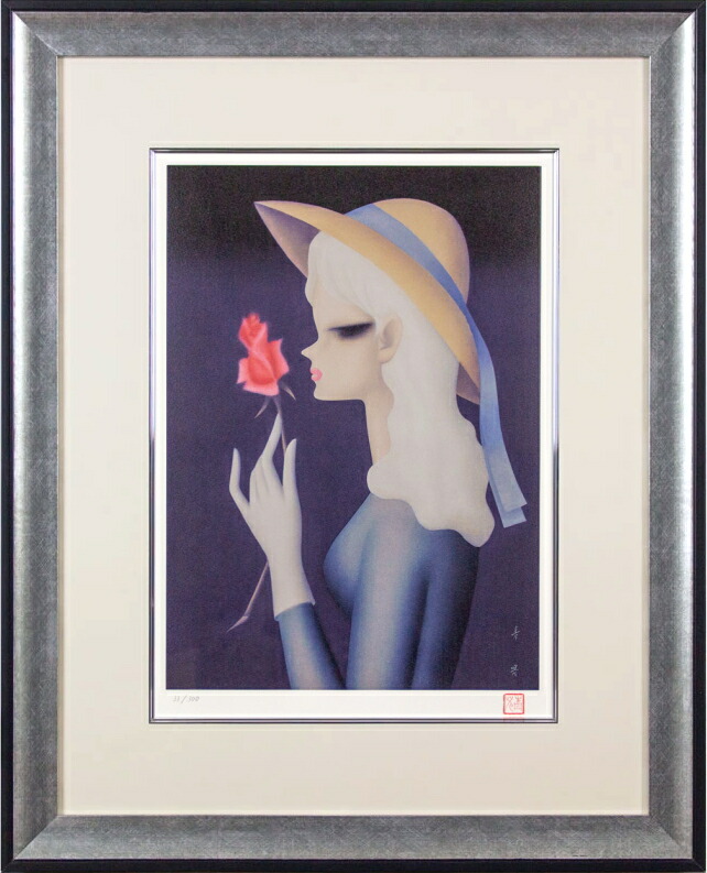 楽天市場】東郷青児 「 バラ一輪 」 リトグラフ 版画 : 内田画廊