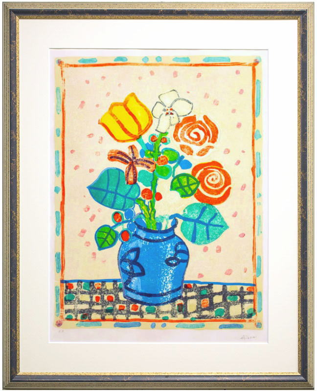 楽天市場】ポール ・ アイズピリ 「 ベージュの背景の青い花瓶の花束