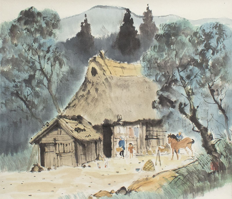 楽天市場】小林五浪 「 山麓風景 」 掛軸 ( 尺八横 ) 【新古品】【中古