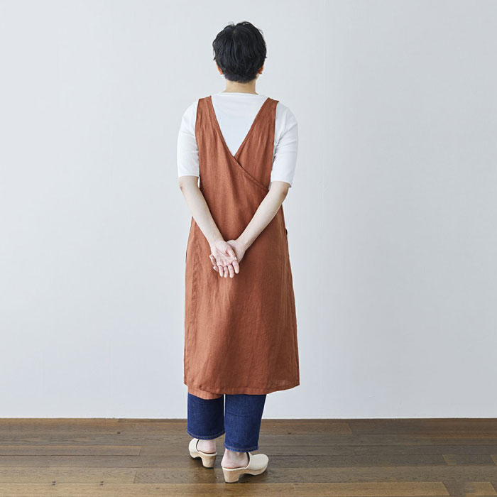 fog linen work オーバーエプロン◇ワンピース風デザイン fog linen
