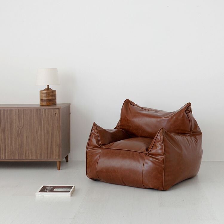 楽天市場】AMBO 一人掛け ビーズソファ 合皮レザー 4色 クリーム