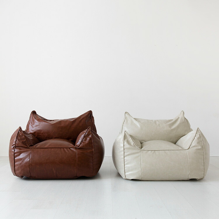 楽天市場】AMBO 一人掛け ビーズソファ 合皮レザー 4色 クリーム
