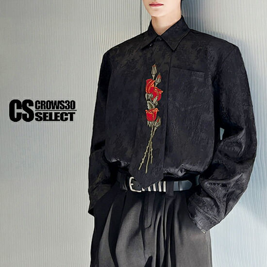 楽天市場】シャツ メンズ 刺繍 花柄 フラワー 薔薇 バラ ドレスシャツ