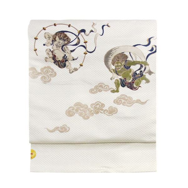 楽天市場】名古屋帯 正絹 白 俵屋宗達風神雷神 ホワイト 京玉響 西陣織