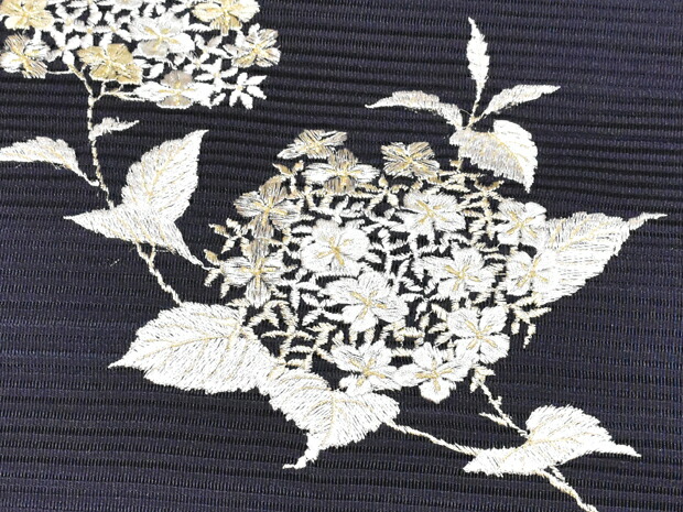 楽天市場】夏帯！手織り 絽綴れ帯 刺繍八寸名古屋帯 濃紺地【お仕立代
