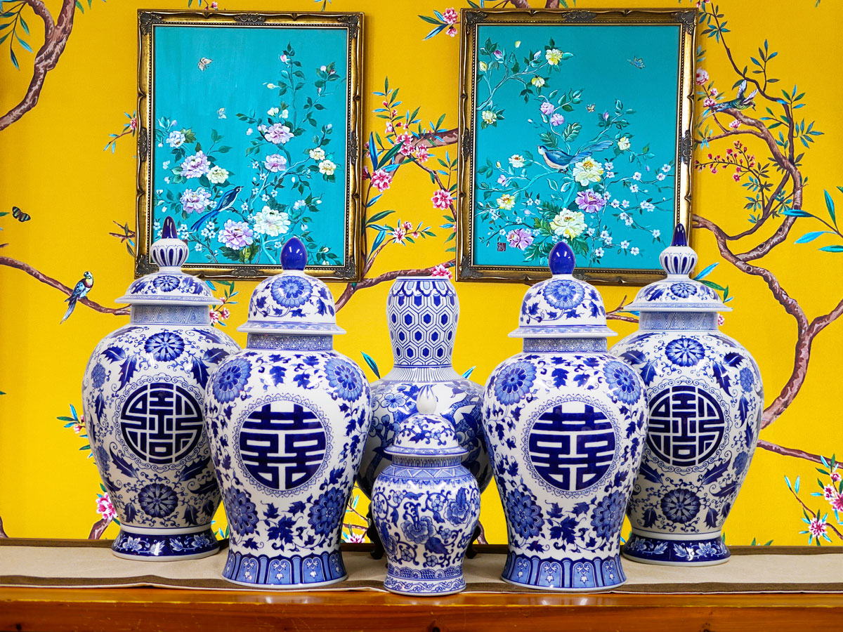 楽天市場】飾り壺 ジンジャージャー ポット シノワズリ Blue & White