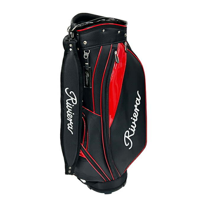 美品】Riviera キャディバッグ ネイビー/オレンジ 迷彩 美品】Riviera