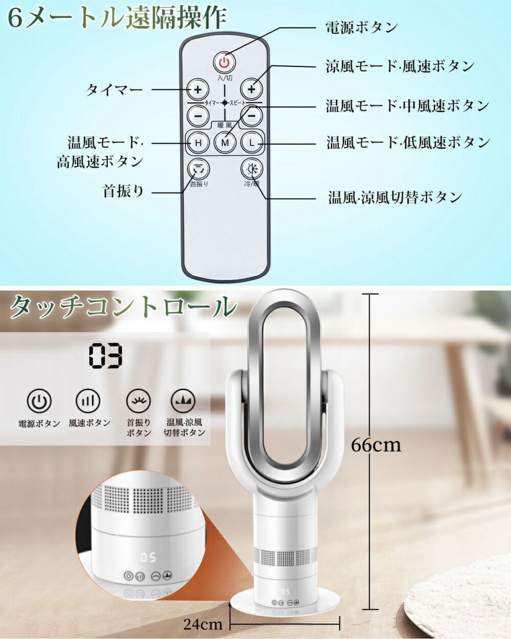 楽天市場】【新品出荷】【2024 最新冷暖兼用】タワーファン 温風 冷風