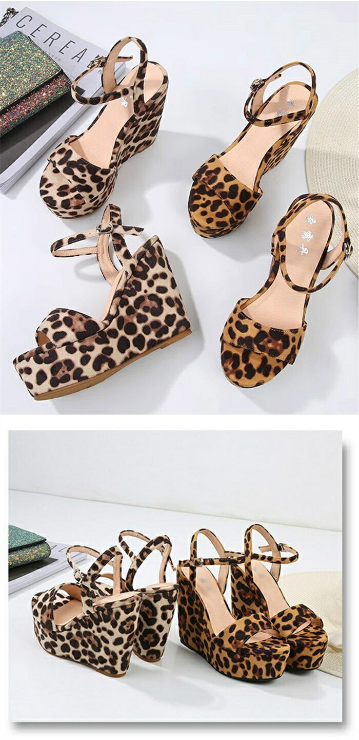 楽天市場】厚底 サンダル ヒョウ柄 レオパード柄 ウェッジソール 10