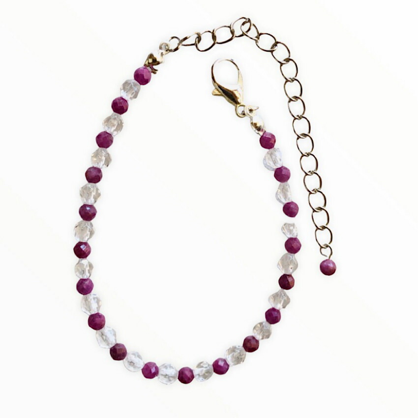 楽天市場】ルビー＆水晶 キラキラカットブレスレット 天然石