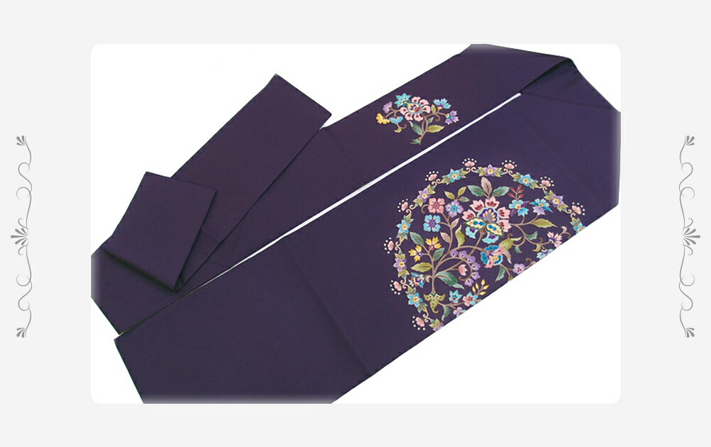 楽天市場】岡重 名古屋帯 九寸 紫 更紗柄 京友禅 正絹 五泉 駒塩瀬 未