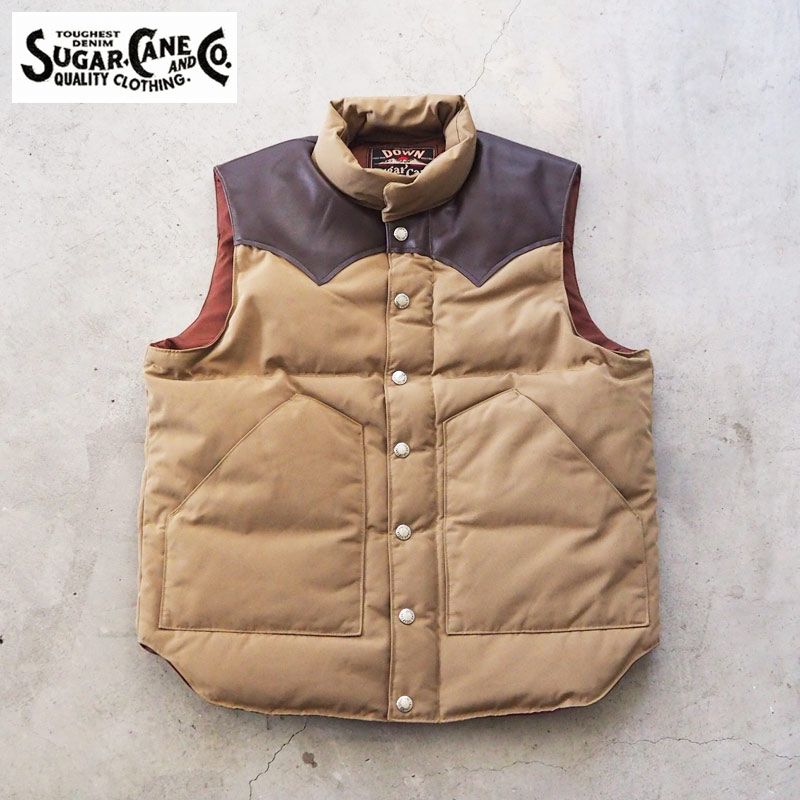 楽天市場】SUGAR CANE シュガーケーン ダウンベスト LEATHER YOKE T/C