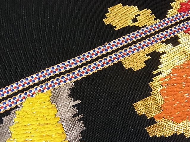 楽天市場】平和屋2□最高級 龍村平蔵製 本袋帯 モール一房文 黒地 金