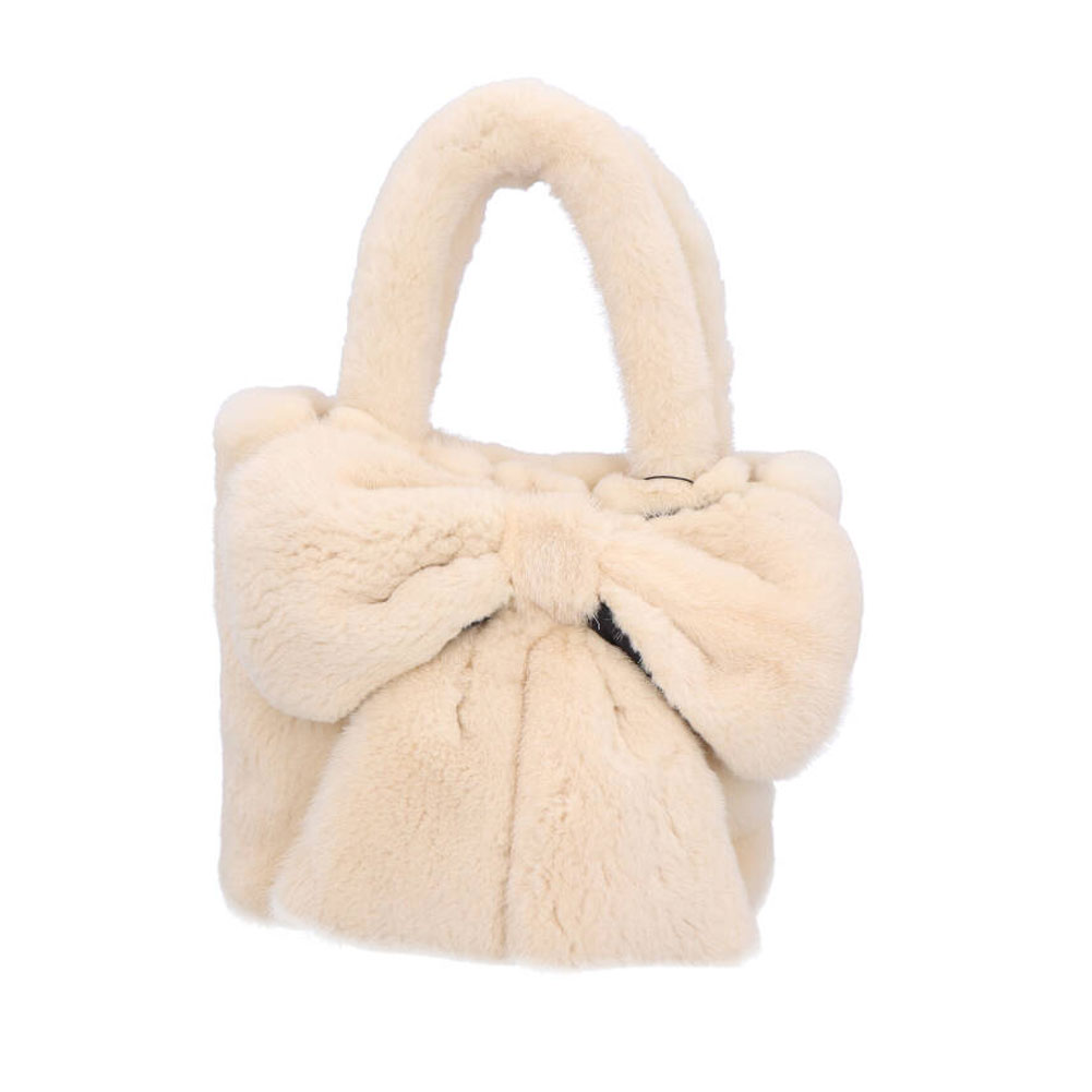 楽天市場】大きなリボンの ミンク ファー ハンドバッグ リボン