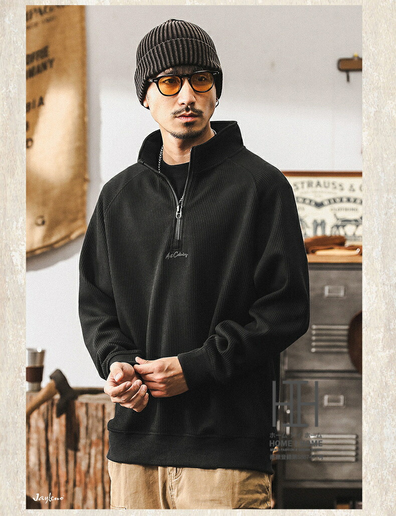 楽天市場】ハーフジップ トレーナー メンズ 長袖 おしゃれ 大きい