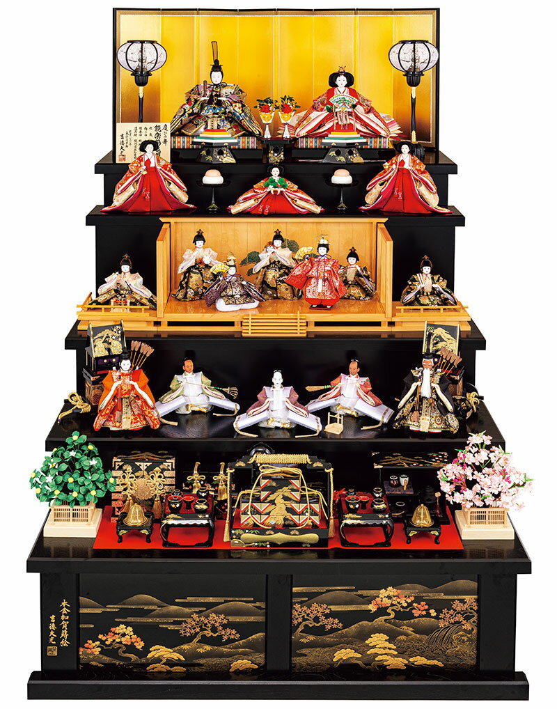 楽天市場】雛人形 吉徳大光 ひな人形 雛 五段飾り 十七人飾り 能楽鶴亀