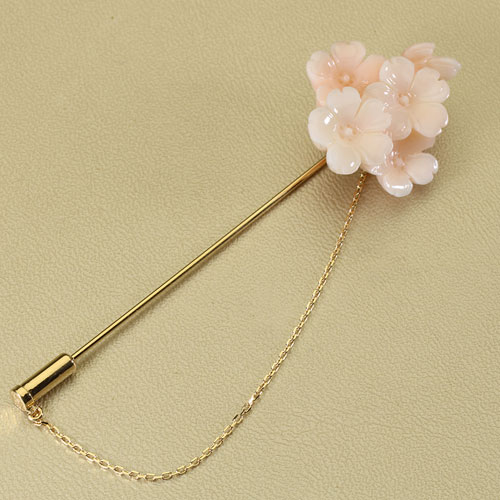 楽天市場】ピンク ミッド珊瑚 ピンブローチ 桜 K18 18金 イエロー