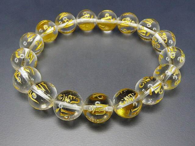 楽天市場】水晶六字真言梵字金箔彫り約12mmブレスレット数珠念珠厄除け