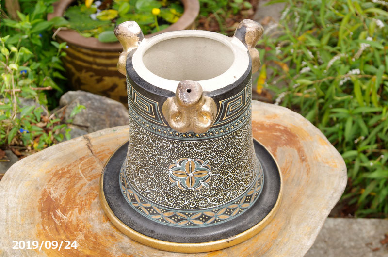 楽天市場】【現品 No.0354】 京楽焼 植木鉢 澤善作 万年青錦鉢 10号