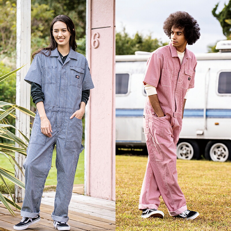 楽天市場】作業服 ライトストレッチヒッコリー半袖ツナギ D-7102 [男女