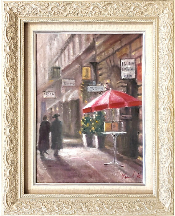 楽天市場】絵画 「雨上がりの赤いパラソル」 油彩画 油絵 原画 風景画