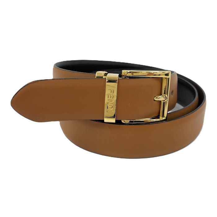 楽天市場】【中古】FENDI ベルト レザー ブラウン ゴールド金具