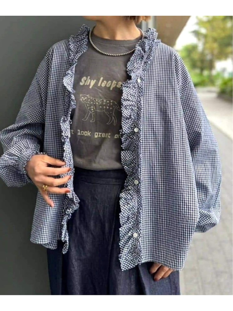 楽天市場】《追加》ギンガム フリルブラウス(NV) journal standard