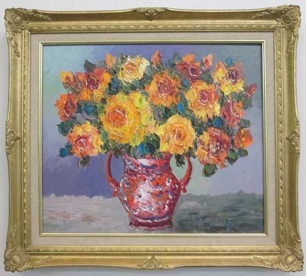 楽天市場】「バラ」（黄色い薔薇）谷口春彦（F10サイズ油彩画[油絵