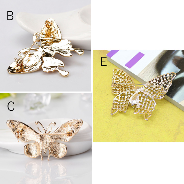 楽天市場】レディース 蝶モチーフ きらきら ビジュー ブローチ