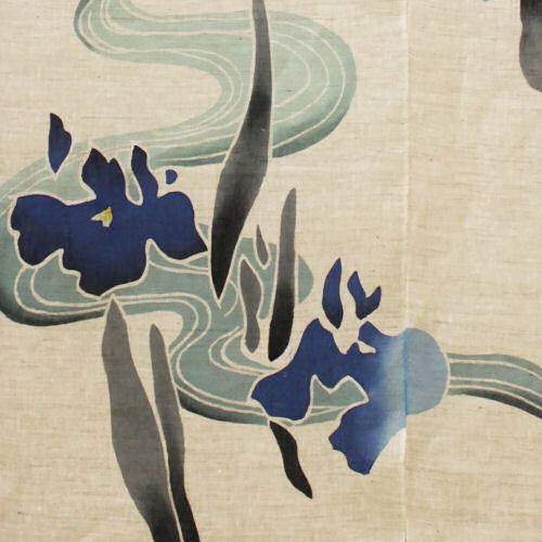 楽天市場】麻のれん 「花菖蒲」 ろうけつ染めのれん のれん 本麻 万葉