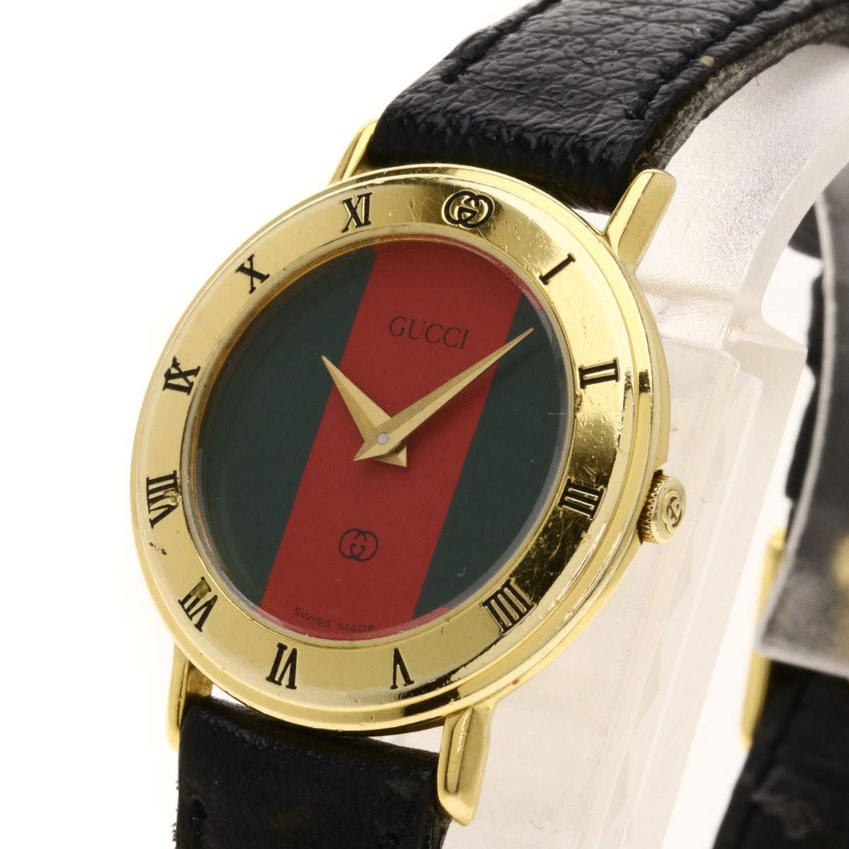 楽天市場】グッチ 3000L シェリーライン 腕時計 GP/革 レディース