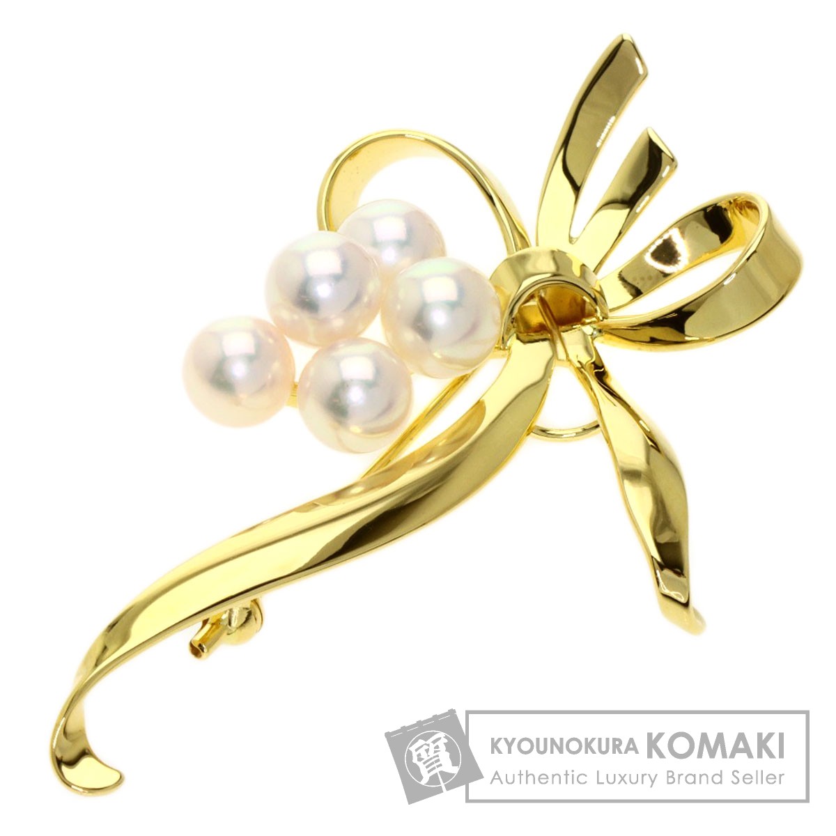 楽天市場】ミキモト パール 真珠 リボンモチーフ ブローチ K18イエロー