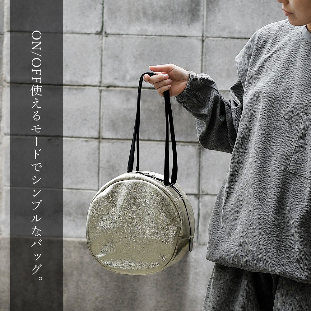 楽天市場】円形トートバッグ ソフトレザー 箔レザー 牛革 ikot