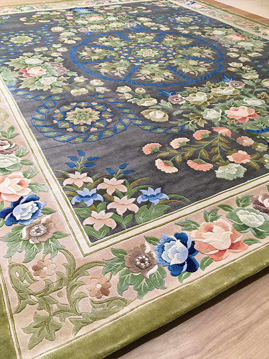 楽天市場】【中国段通 シルク 約6畳用 花に水を】絨毯(じゅうたん