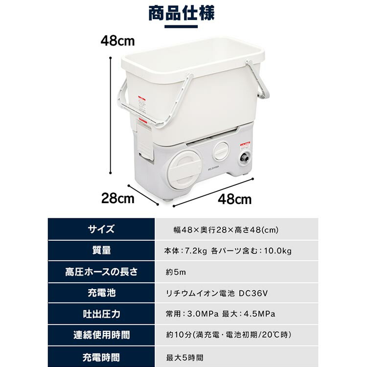 楽天市場】高圧洗浄機 充電式 10点セット アイリスオーヤマ 高圧洗浄機