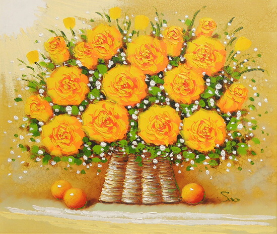 楽天市場】絵画 油絵 黄色いばら （SOO） 送料無料 【肉筆】【油絵
