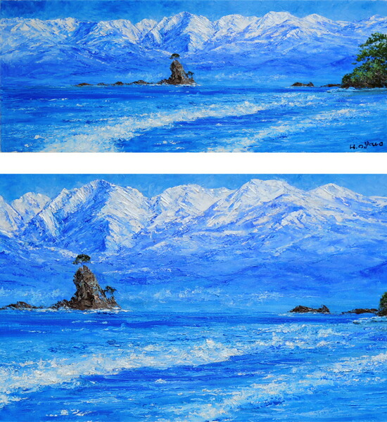 楽天市場】絵画 油絵 雨晴海岸（小川久雄） 送料無料 【海・山】【肉筆