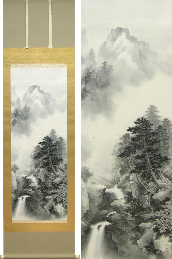 楽天市場】掛け軸 水墨山水 (武藤孤舟) ※即納※ 送料無料 【掛軸】【一