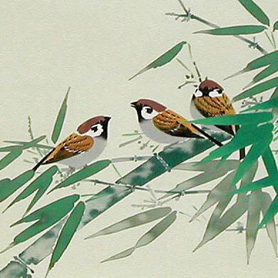 楽天市場】掛け軸 竹に雀 (井上秀城) 送料無料 【掛軸】【一間床・半間