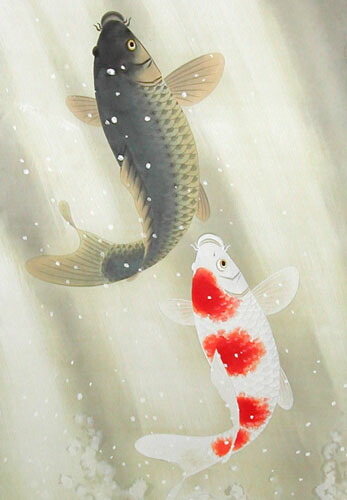 楽天市場】掛け軸 夫婦滝登り鯉 (出口華凰) 送料無料 【掛軸】【一間床